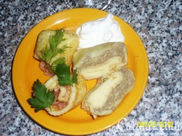 Блинчики нежнейшие,дрожжевые с начинками.(вариант)
