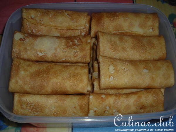 Блинчики с начинкой из капусты и яиц