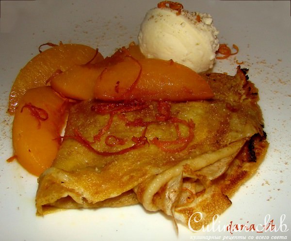 Блины фламбе с персиками (для маленькой такой компании)