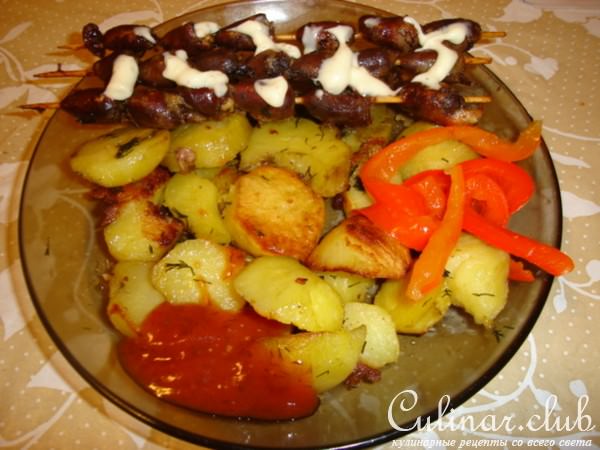 домашний шашлык из куриных сердечек