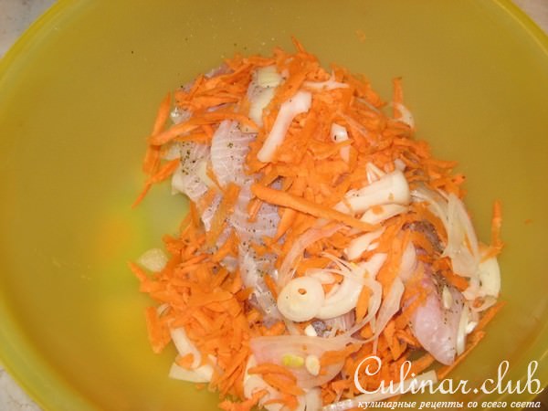 Морская курица с овощами в фольге