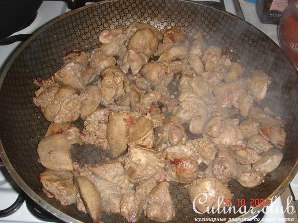 Куриная Печень с Шампиньонами и Макаронами