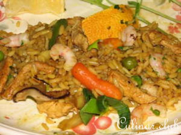 Паелла мясная c креветками