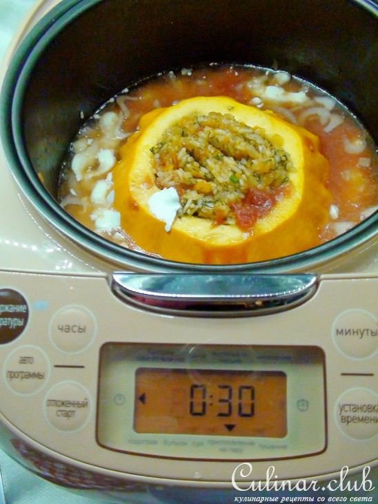 Патиссон, фаршированный рисом и овощами. Тест-драйв.