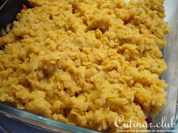 Гратен из чечевицы с шампиньонами