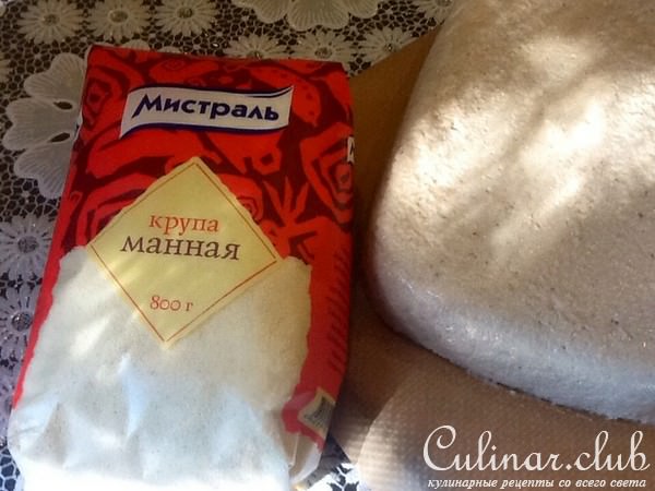 Каша манная с грецкими орехами в карамели.