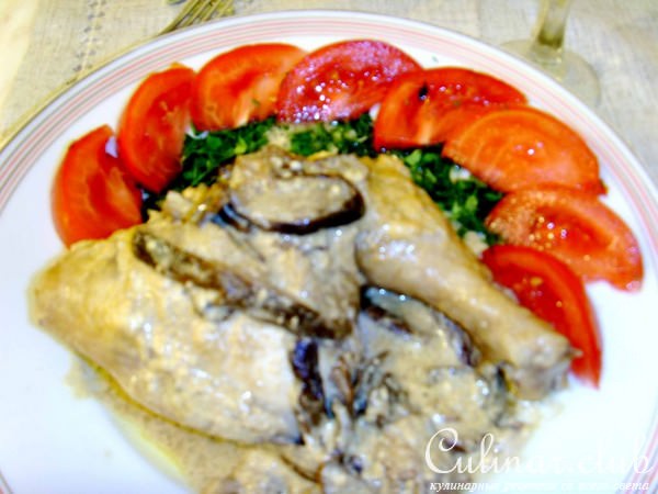 куриные ножки с белыми грибами