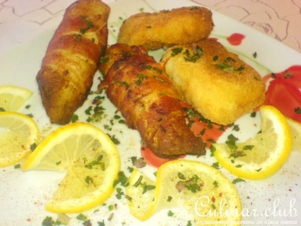 Пангасиус в "шубке" с соусом шафран (2 варианта)