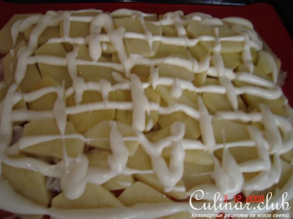 Мясо под "шубкой" и слоёной вермешелью