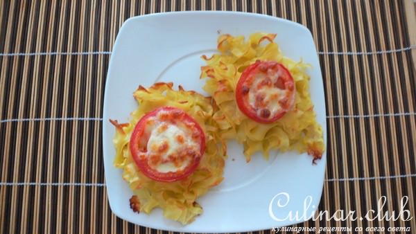 Запеченые гнездышки из лапши