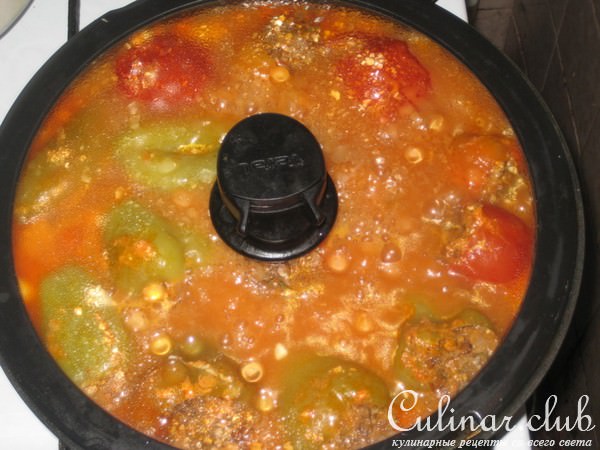 Перец,фаршированный чечевицой с фаршем! 