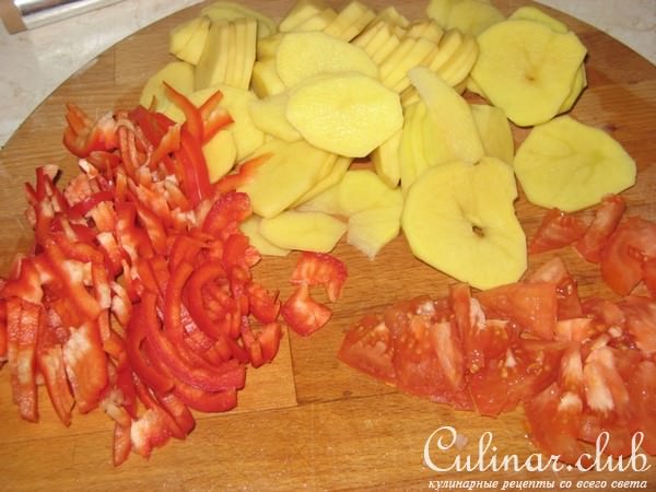 Морская курица с овощами в фольге