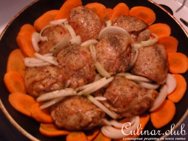 Бедрышки куринные с грибами и сыром