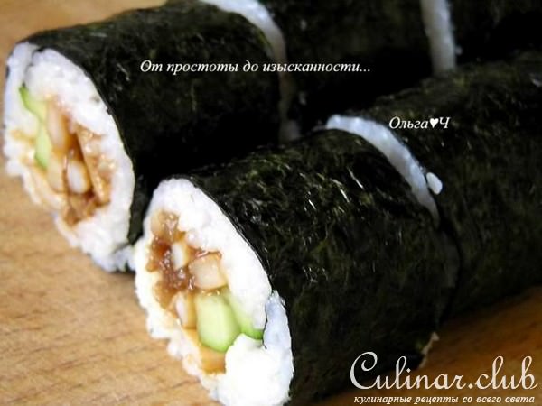 Роллы с кальмарами и огурцом