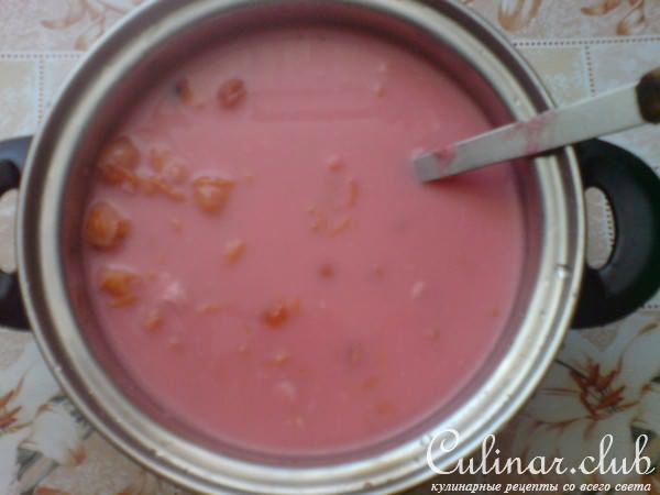 Кукурузная каша с вишнёвым борщём
