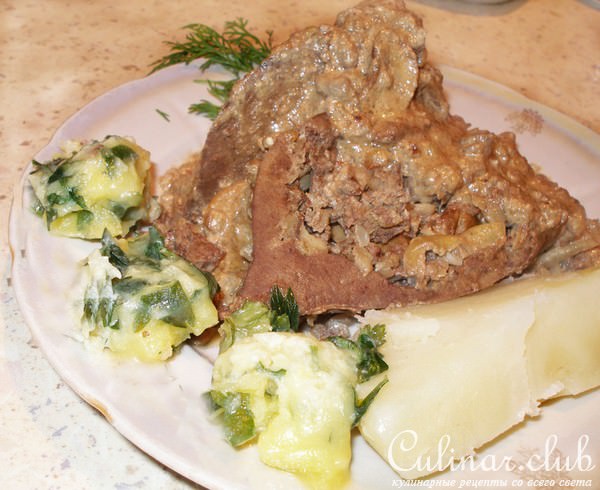 Печёночка фаршированная грибочками и гречкой