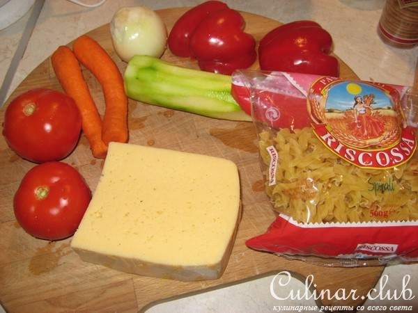 Овощи запеченные с макарошками