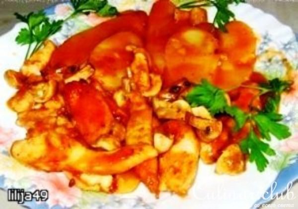Ломти индюшатины с грибами