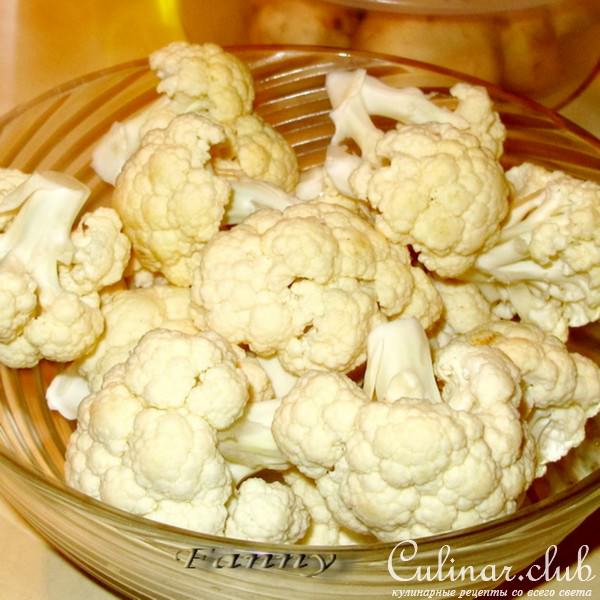Цветная капуста, запеченная с грибами и сыром