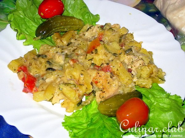 Рыбка с овощами.