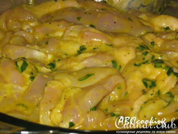Куриные кусочки в горчичном маринаде