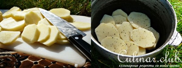 Картошка с копченой грудинкой "по-пастушьи"