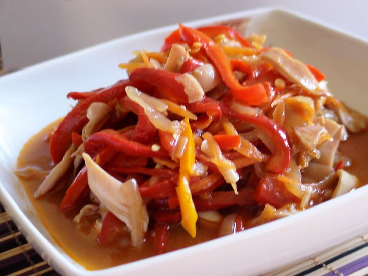 Кальмары с овощами по- корейски 
