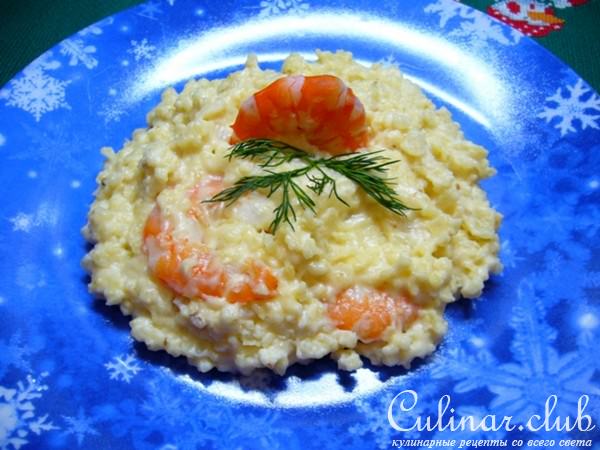 Каша пшенная с креветками