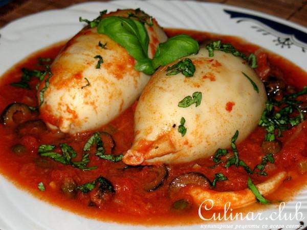 Фаршированные тушки кальмаров с овощами (Calamari ripieni di verdure)