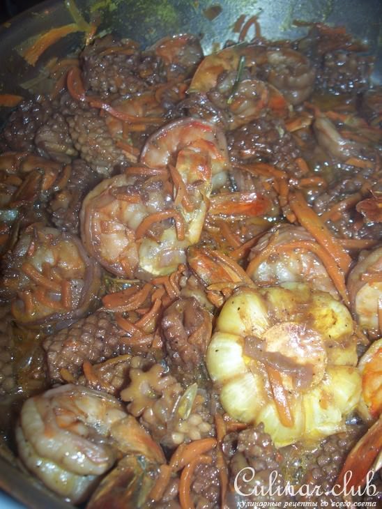Пикантный соус с креветками и кальмарам.Вариант !!!