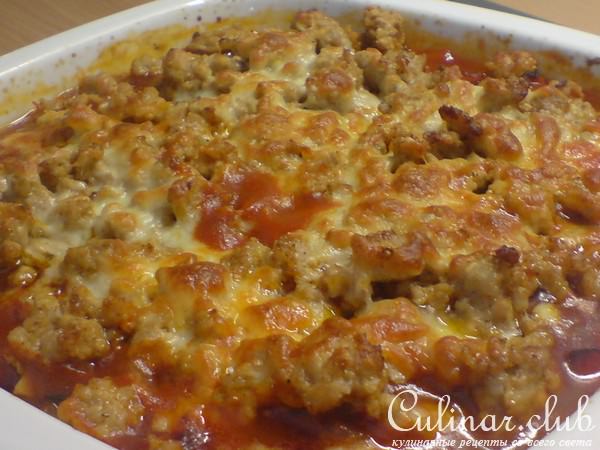 Шницель запечённый с овощами alla bolognese….. 