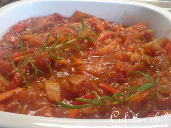 Шницель запечённый с овощами alla bolognese….. 