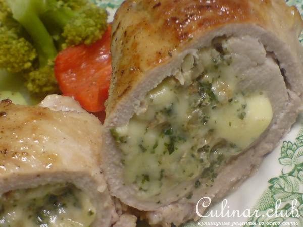 Мясные рулетики с грецкими орехами,сыром и петрушкой