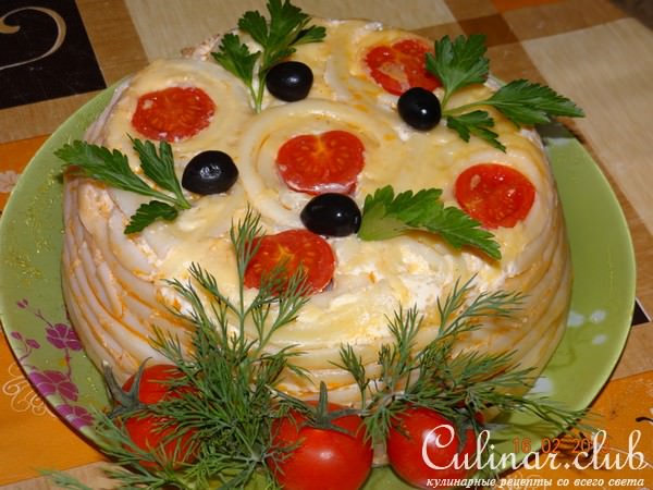 Макаронный пирог с начинкой