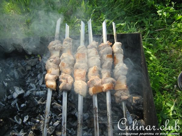Шашлык-ассорти из курицы и свинины.