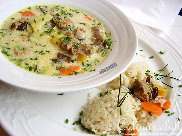 Мясо ягненка под белым соусом