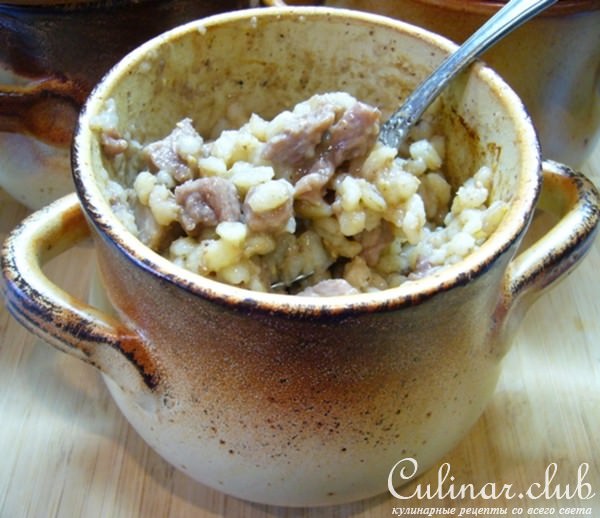 Горшочки с перловкой и говядиной