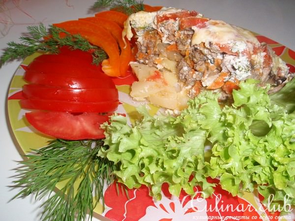 Запеканка с мясным фаршем " Все в одном"