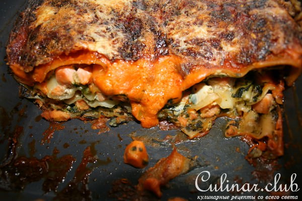 Лазанья с лососем и шпинатом (Lachs-Spinat-Lasagne)