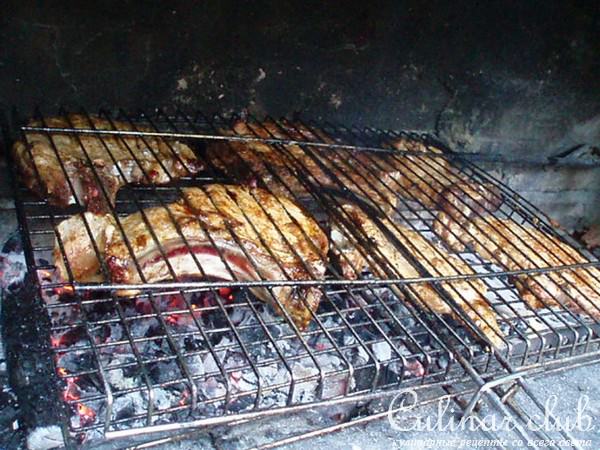 Мясо на решетке с печеными баклажанами(каникулярный вариант)