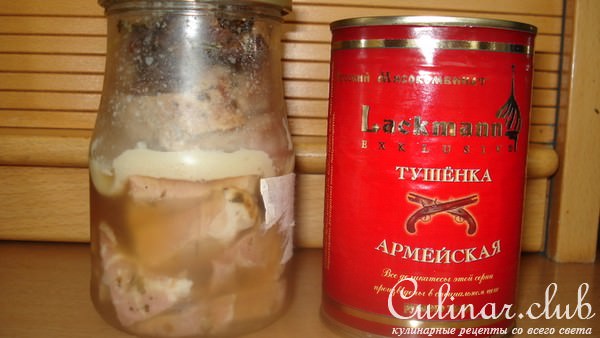 Тушёнка мясная "ЗНАЙ НАШИХ!"