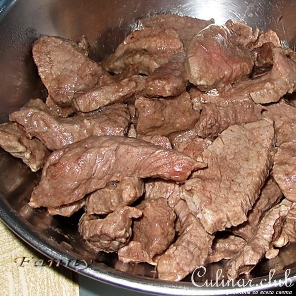 Тушеное мясо с грибами по-славянски