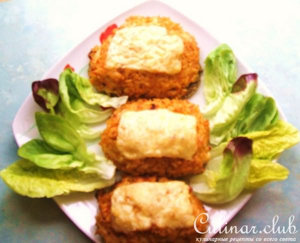 Мясо под рисово-сырной шубкой