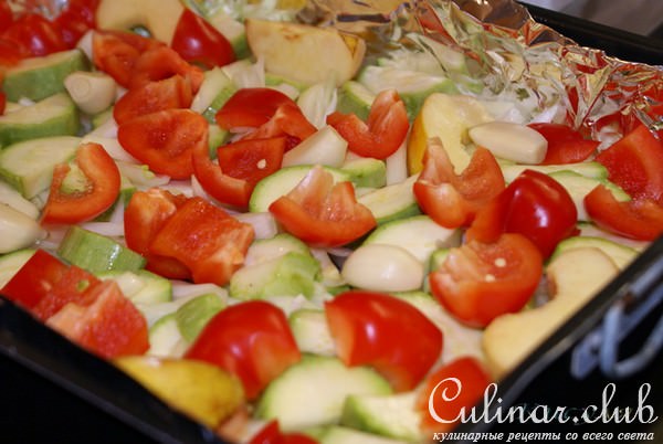 Баранья корейка запечённая с овощами
