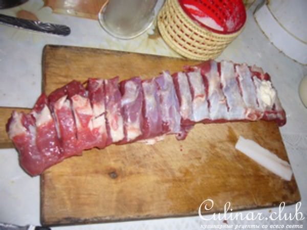 Ребрышки запеченые с грибами и сыром