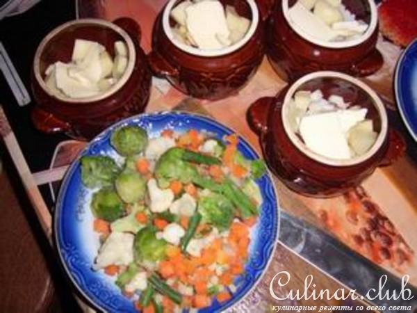 Мясо с овощами в горшочке