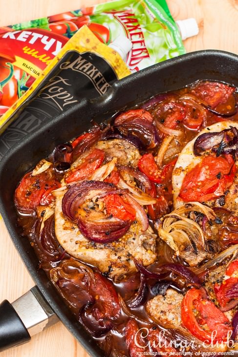 Свиная отбивная с овощами