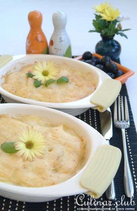 Мясо запеченное под картофелем а-ля дофине