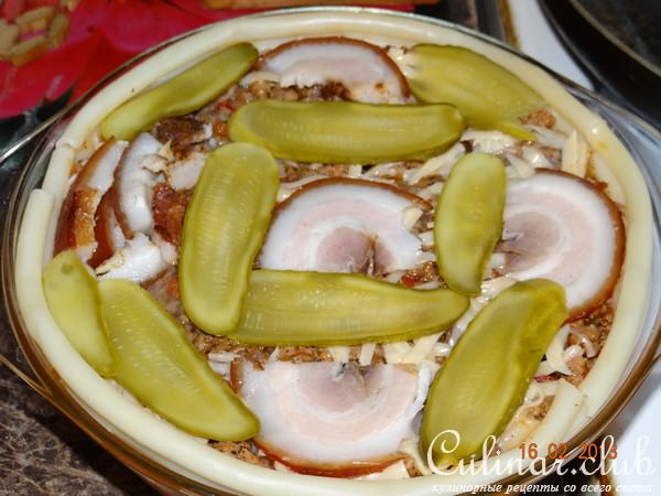 Макаронный пирог с начинкой
