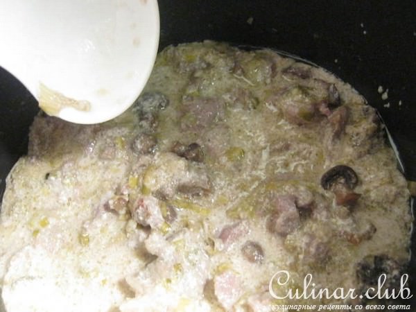 Свинина с шампиньонами и пореем в сметанном соусе (Тест-драйв)